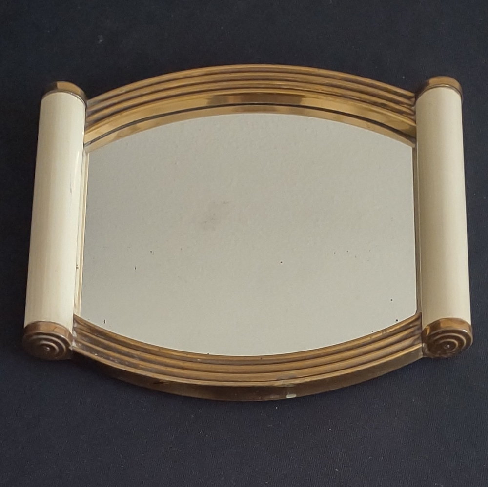 Art Deco 1930s Mirrored Brass and Lacquered Wood Tray - Picture 1 of 11